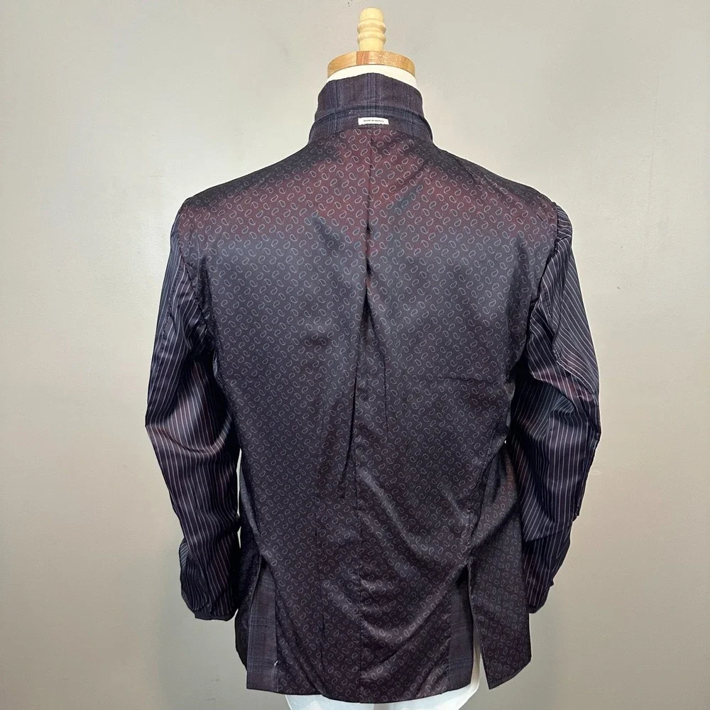 Joseph Abboud Reda Blazer Jacket Regular Blue Plaid Wool Notch Lapel Mens 42